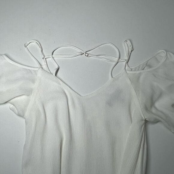 Lulu's Dress White Mini Off The Shoulder Criss Cross Summer Dress Size M - Picture 11 of 14